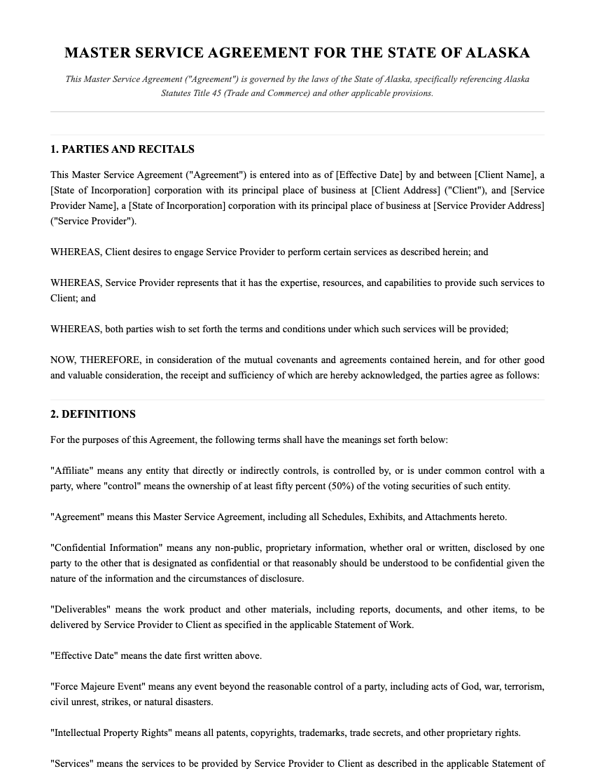 MSA Template Preview