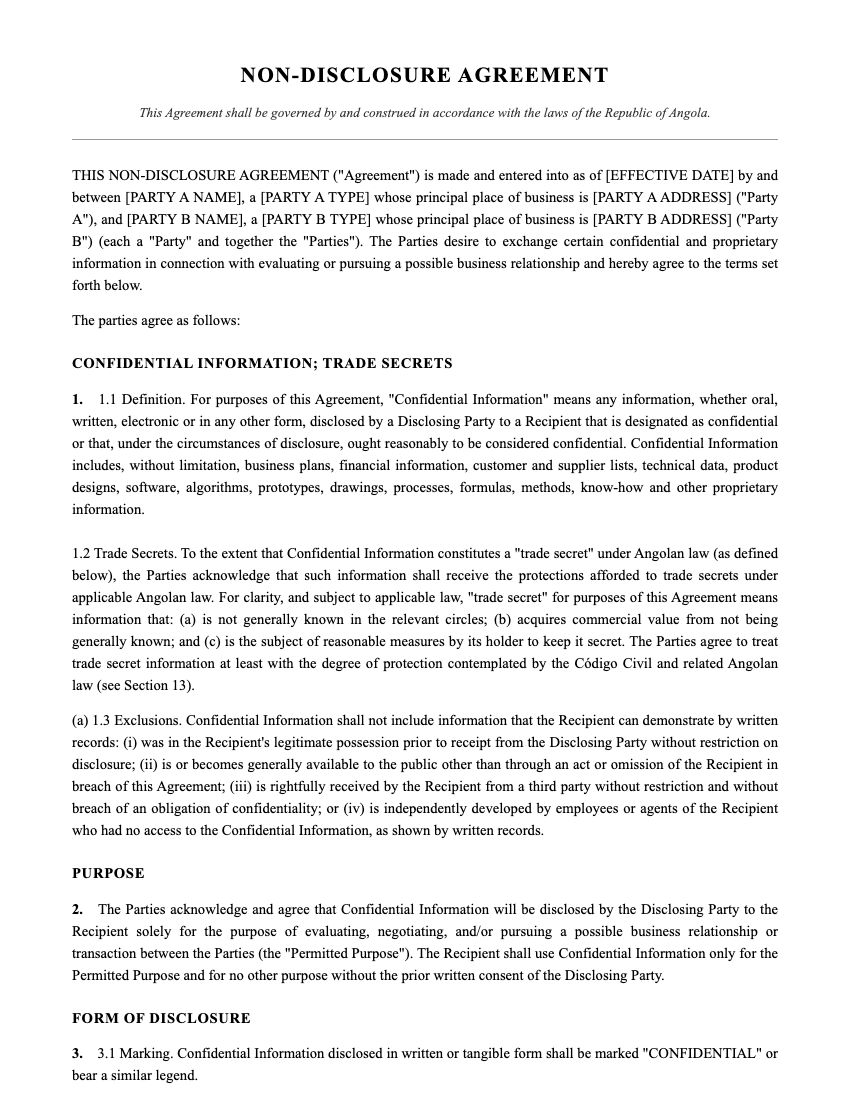 NDA Template Preview