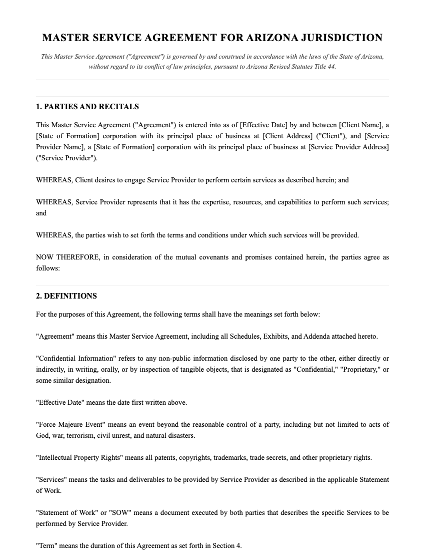 MSA Template Preview