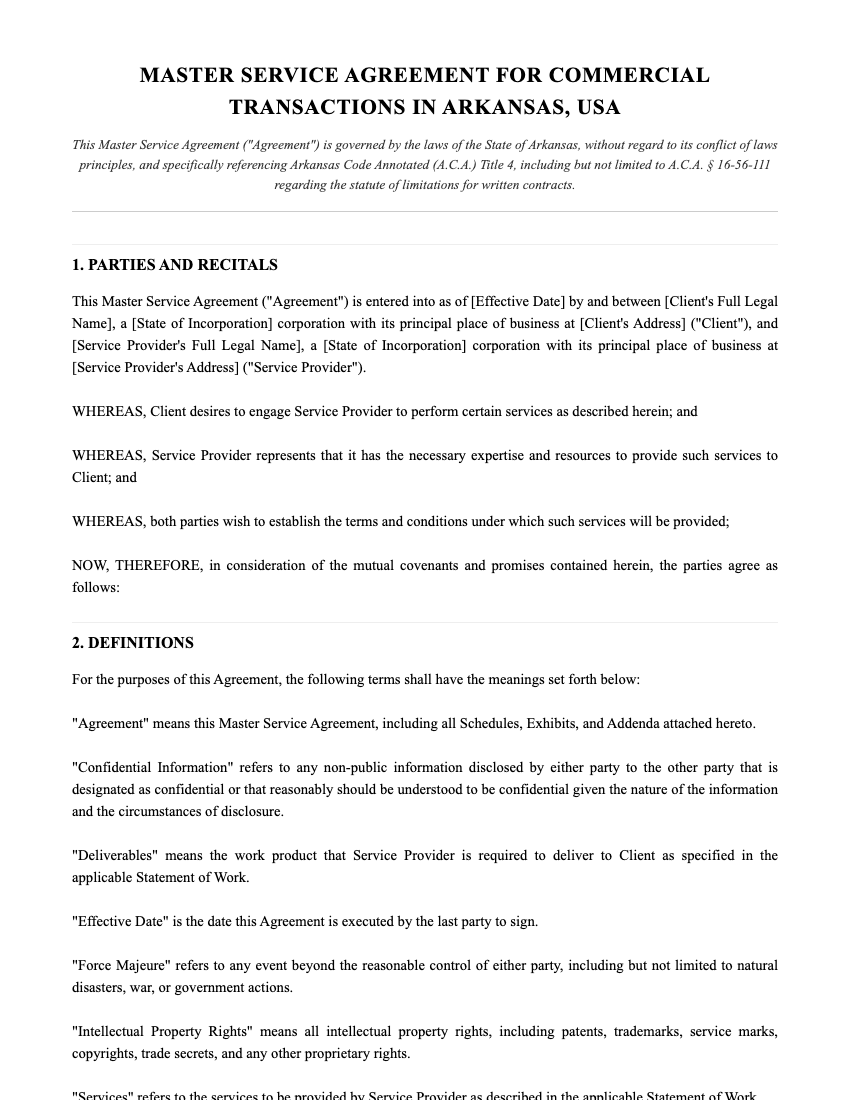 MSA Template Preview