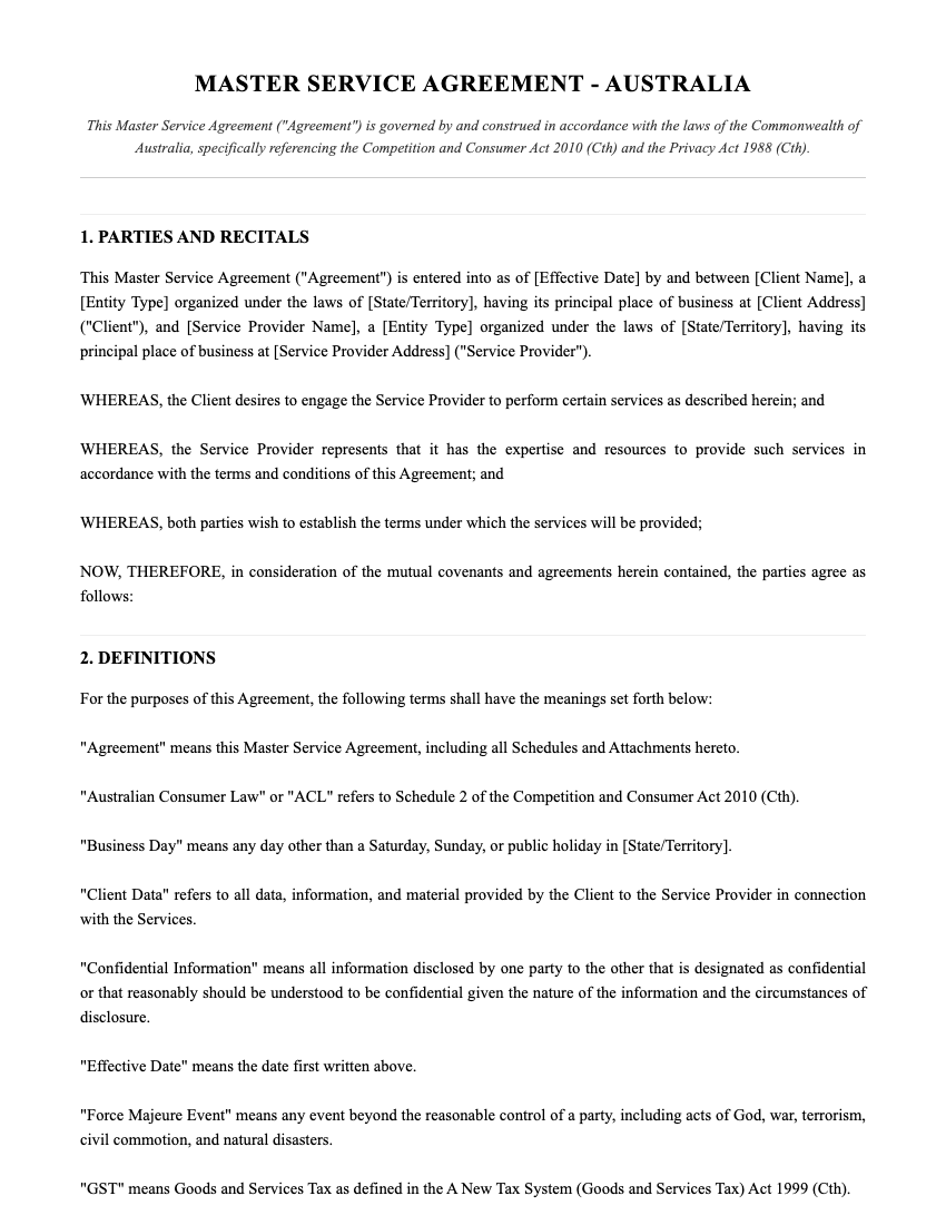 MSA Template Preview