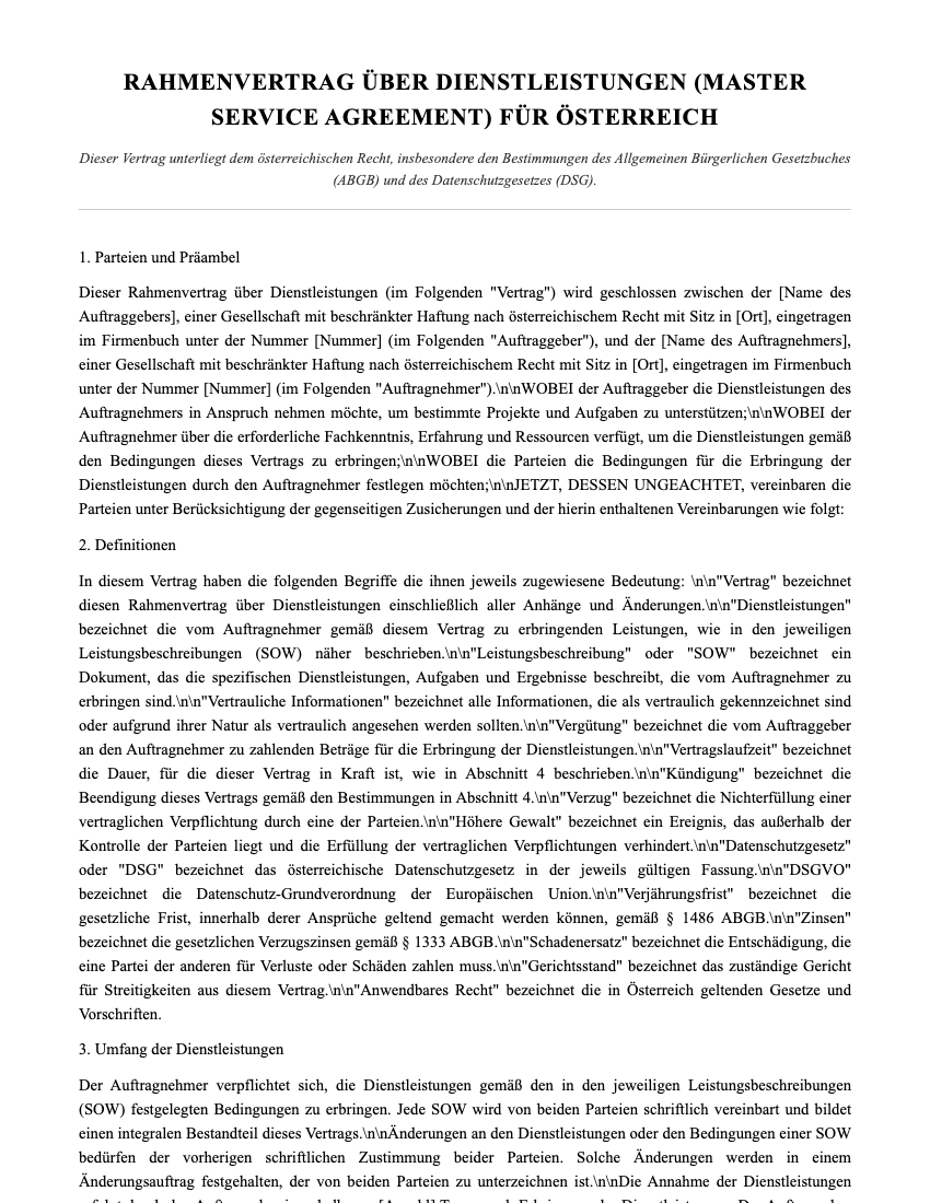 MSA Template Preview