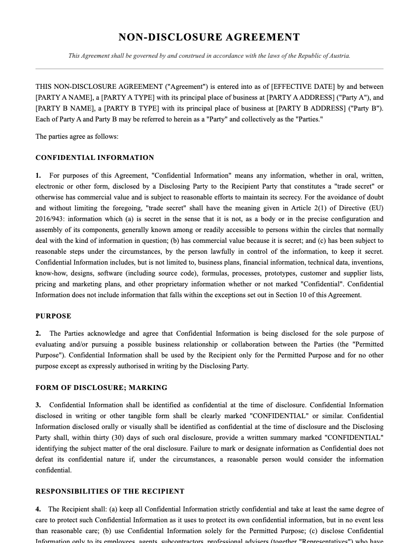 NDA Template Preview