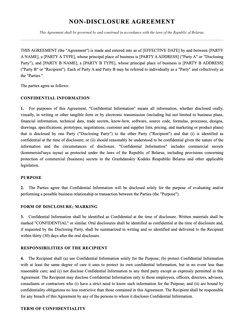 NDA Template Preview