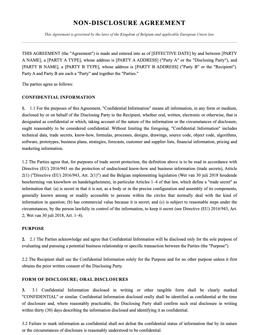 NDA Template Preview