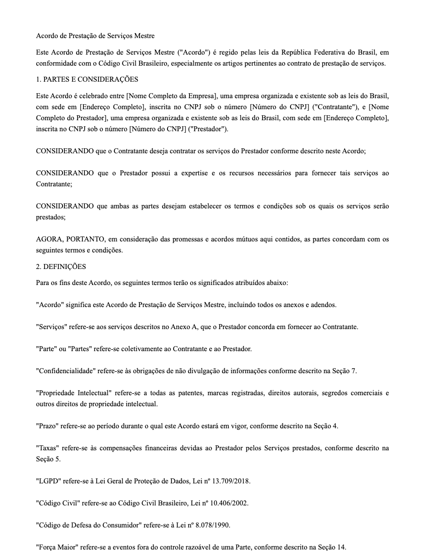 MSA Template Preview