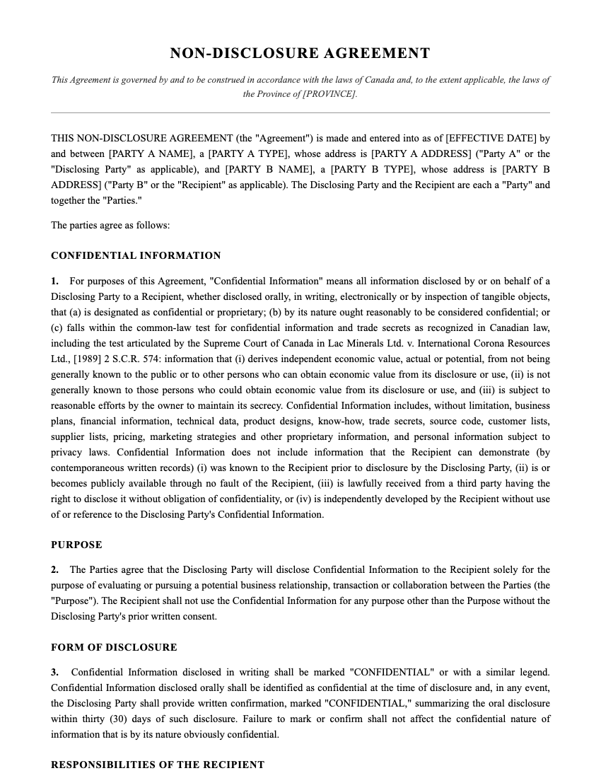 NDA Template Preview
