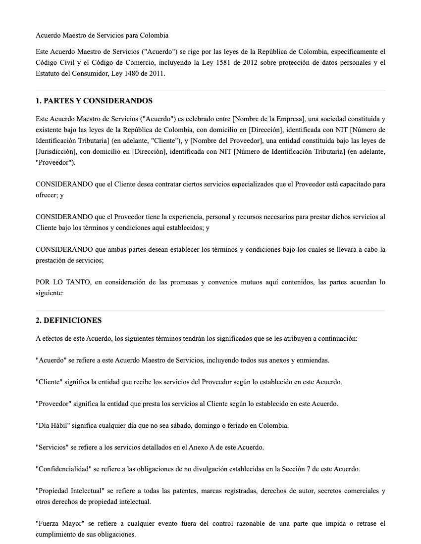 MSA Template Preview