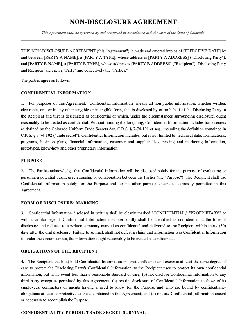 NDA Template Preview