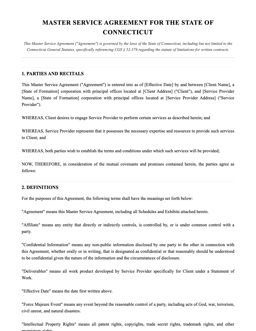 MSA Template Preview