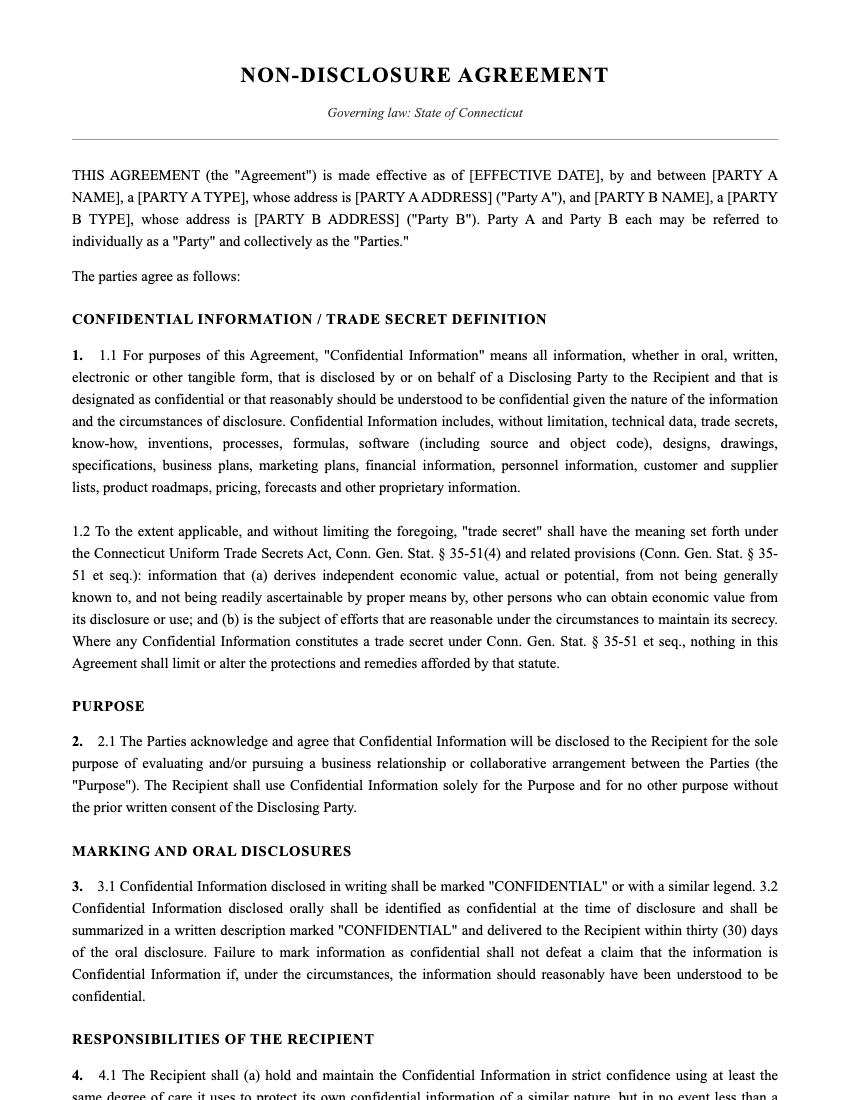 NDA Template Preview