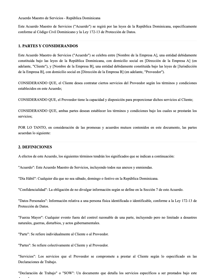 MSA Template Preview