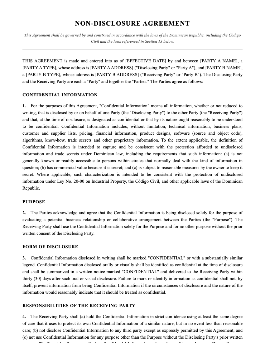 NDA Template Preview