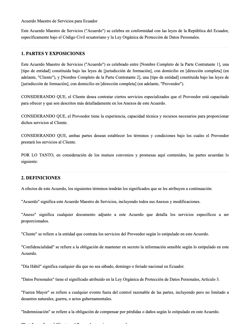 MSA Template Preview