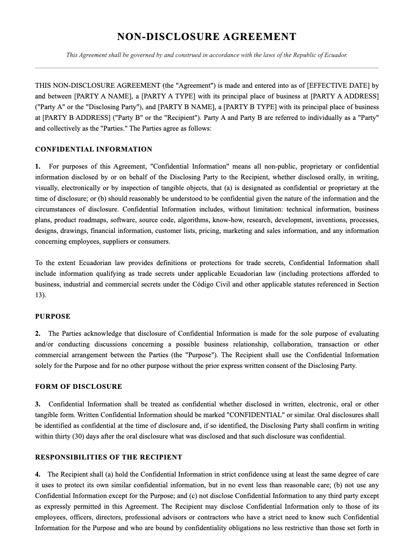 NDA Template Preview