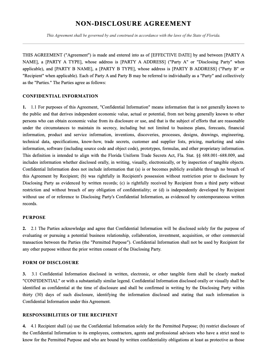 NDA Template Preview