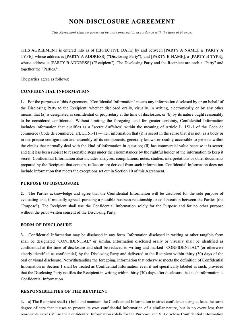 NDA Template Preview