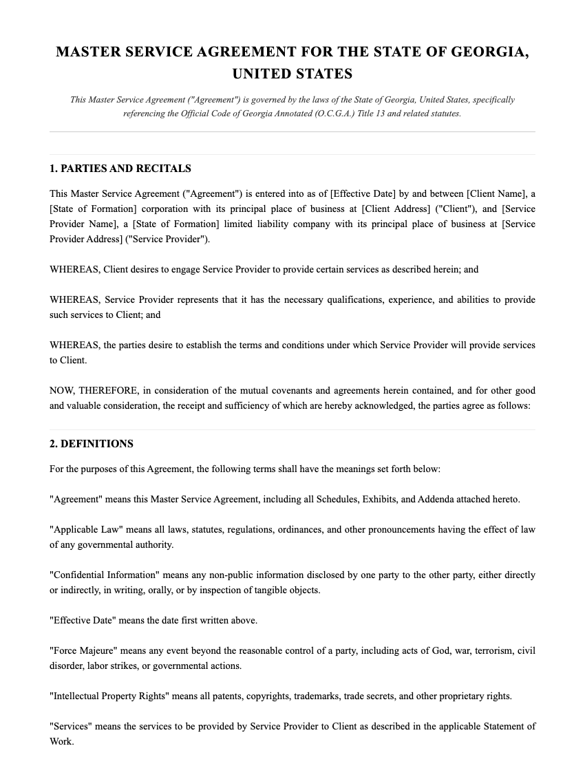 MSA Template Preview