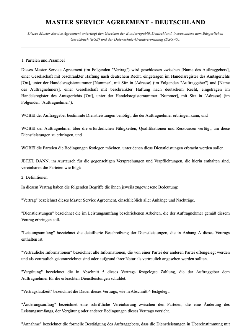 MSA Template Preview