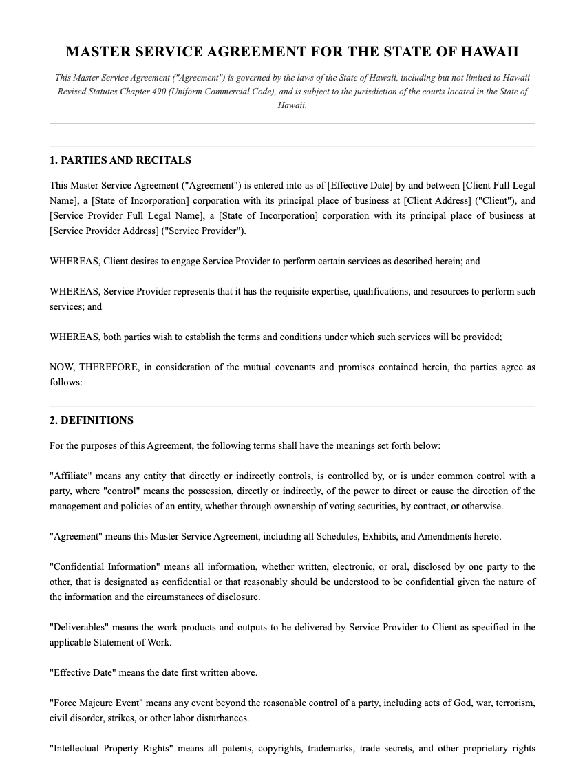 MSA Template Preview