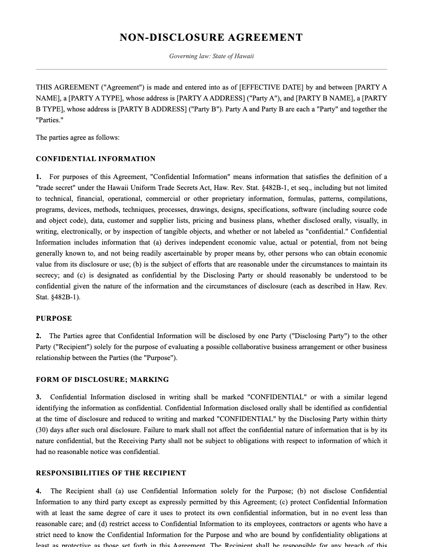NDA Template Preview