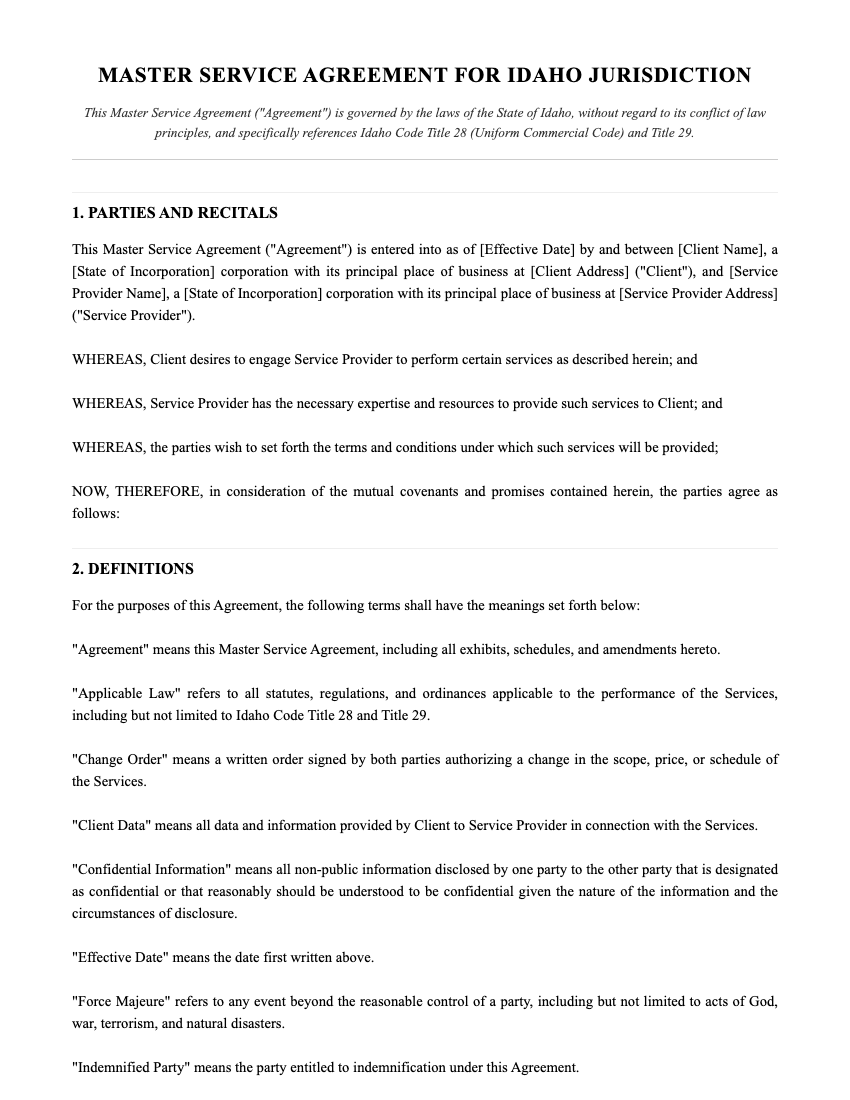 MSA Template Preview