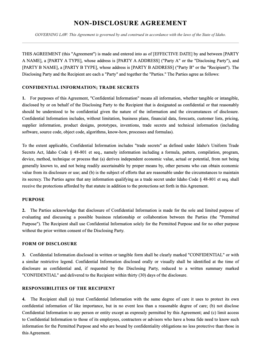 NDA Template Preview