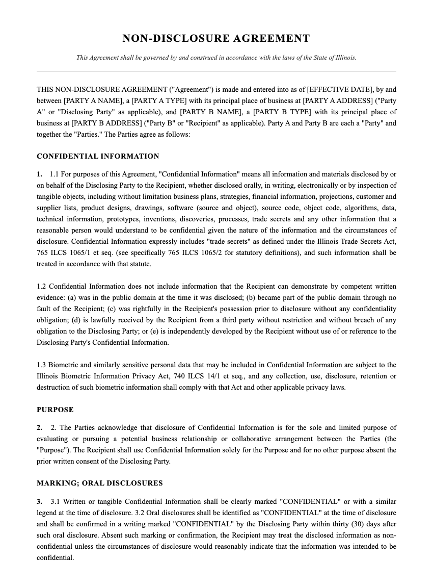 NDA Template Preview
