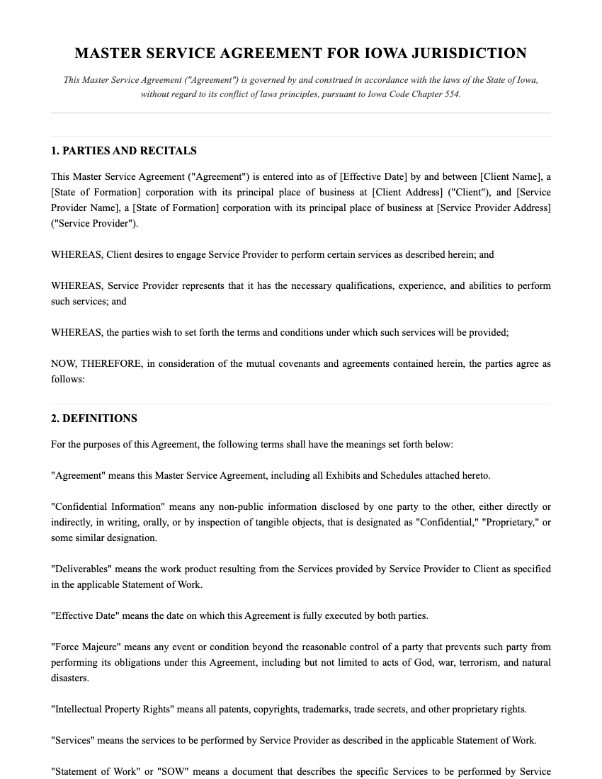 MSA Template Preview