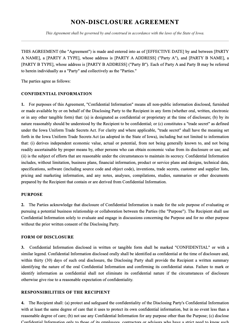 NDA Template Preview