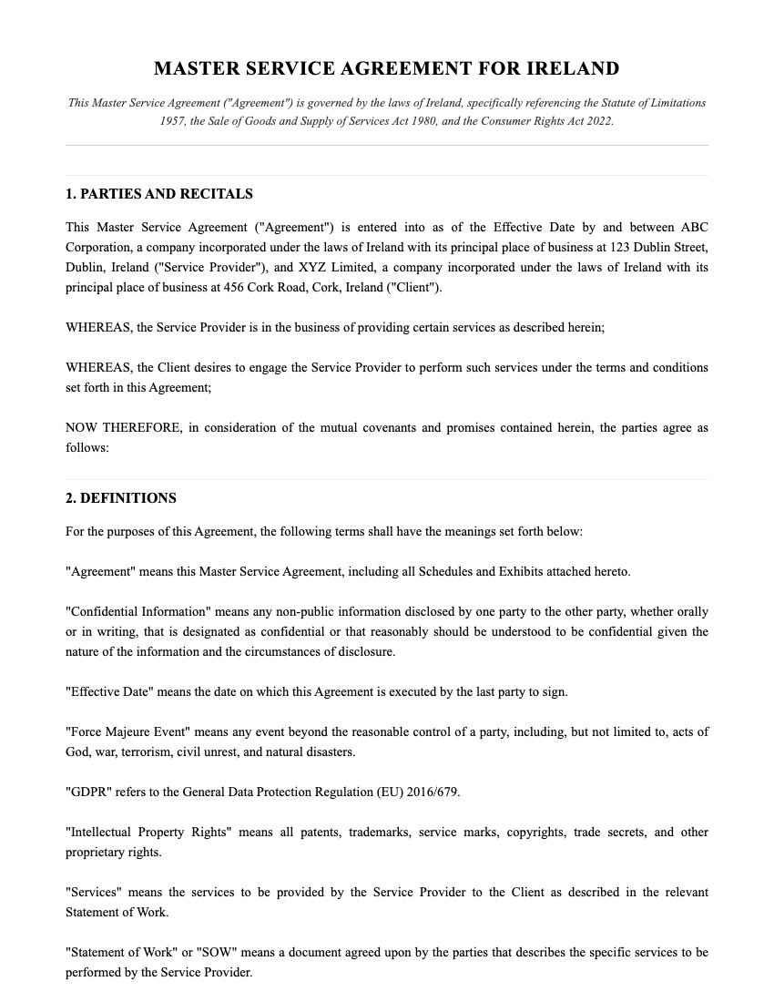 MSA Template Preview