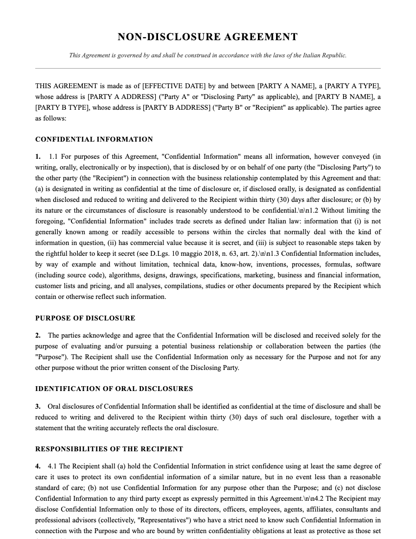 NDA Template Preview