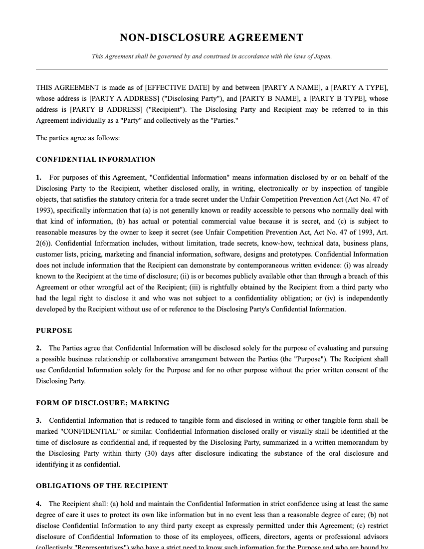 NDA Template Preview
