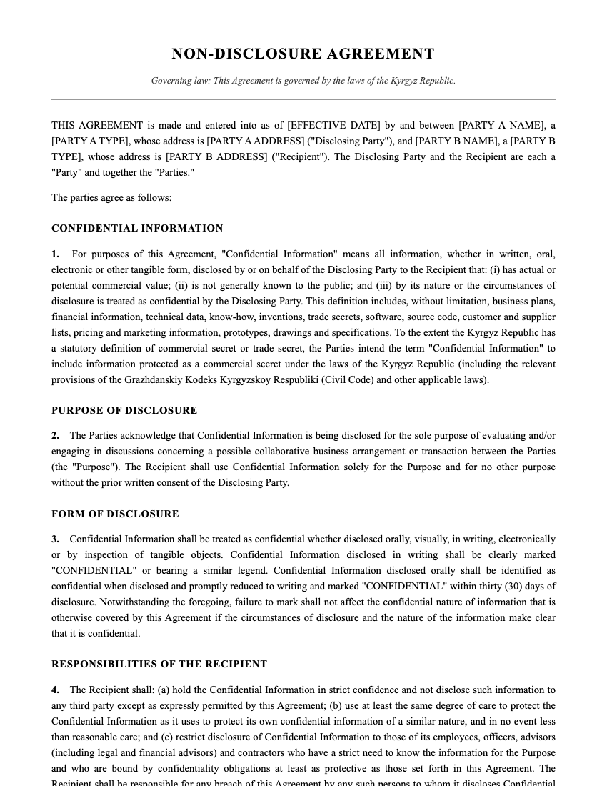 NDA Template Preview