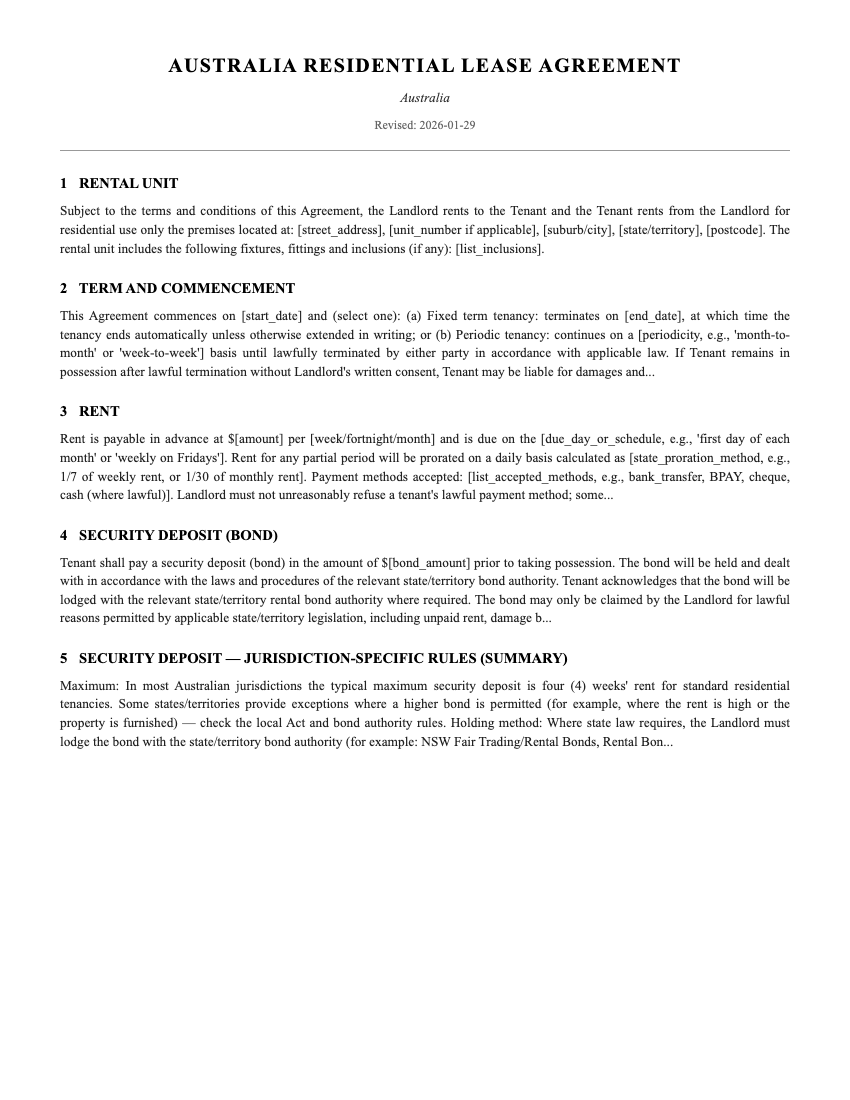 Lease Template Preview