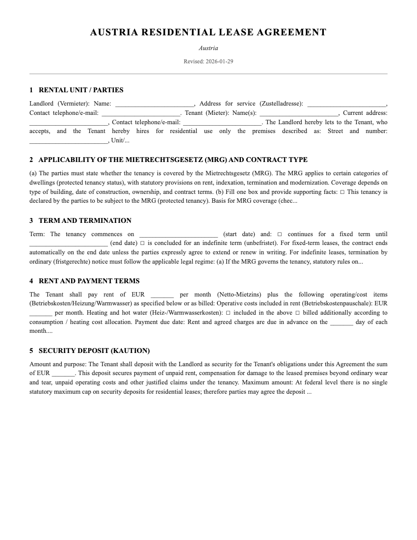 Lease Template Preview