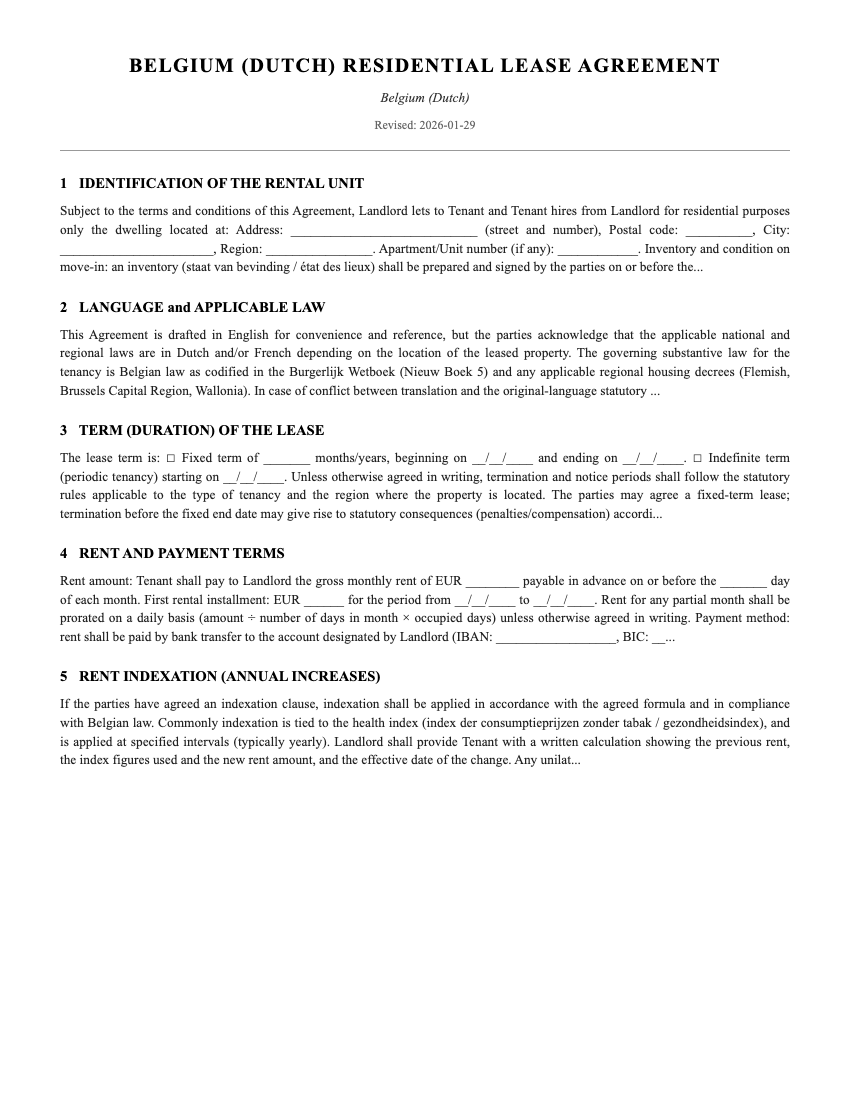 Lease Template Preview