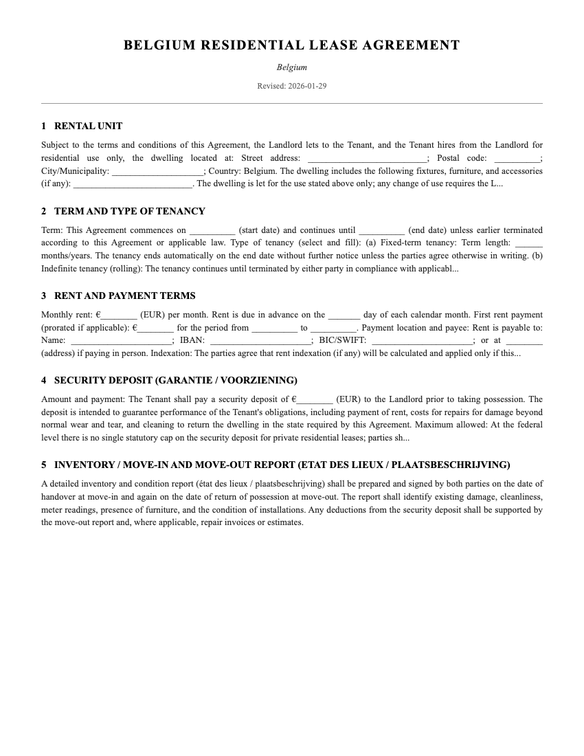 Lease Template Preview