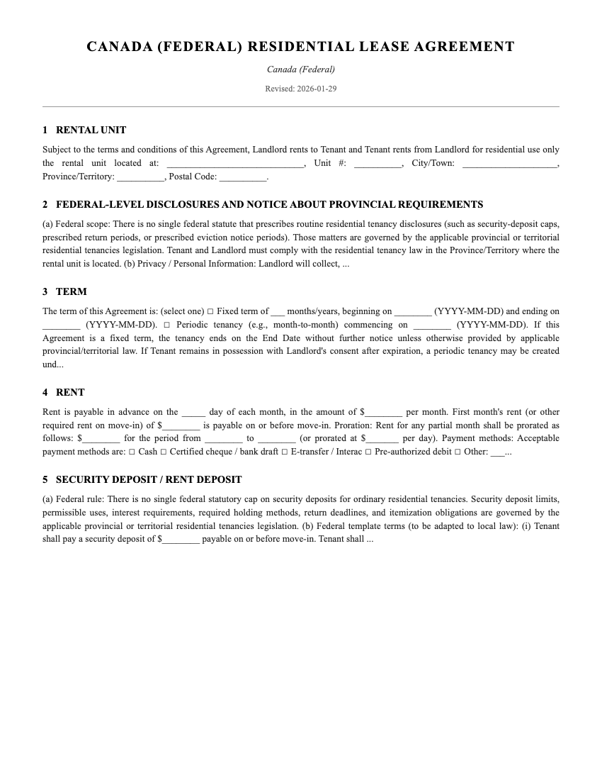 Lease Template Preview