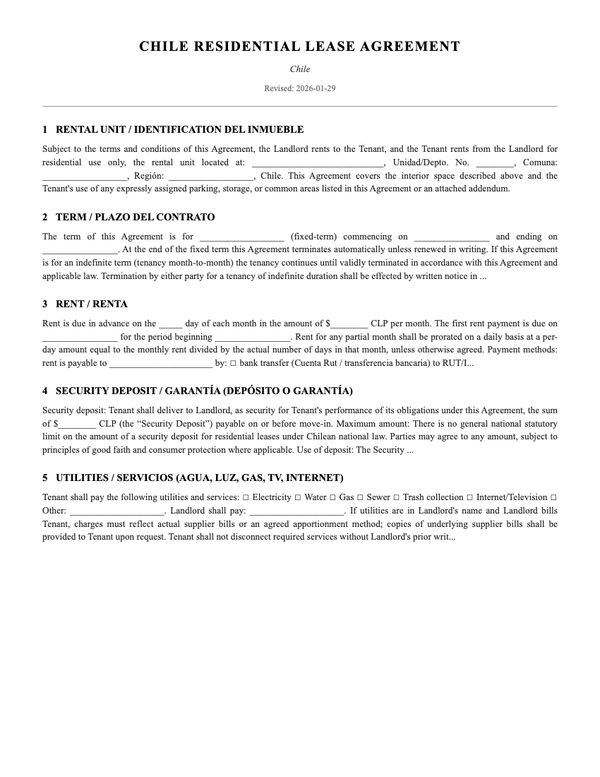 Lease Template Preview