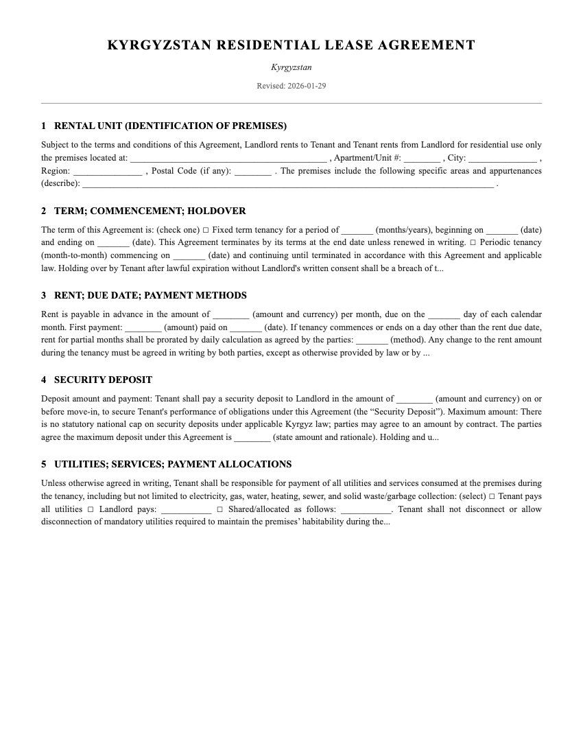 Lease Template Preview