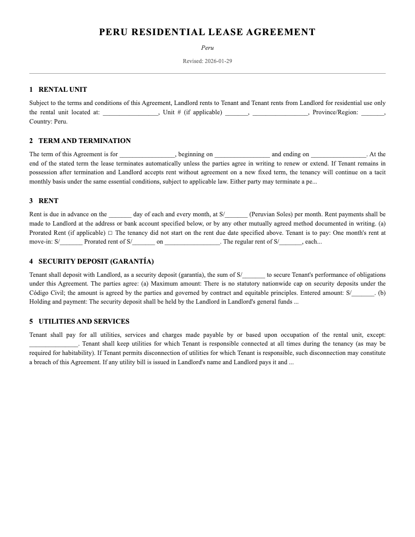 Lease Template Preview