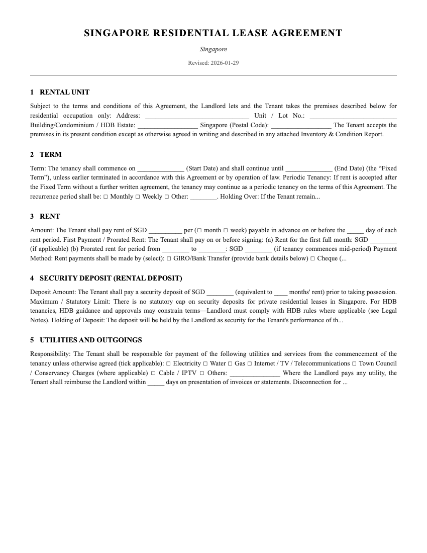 Lease Template Preview