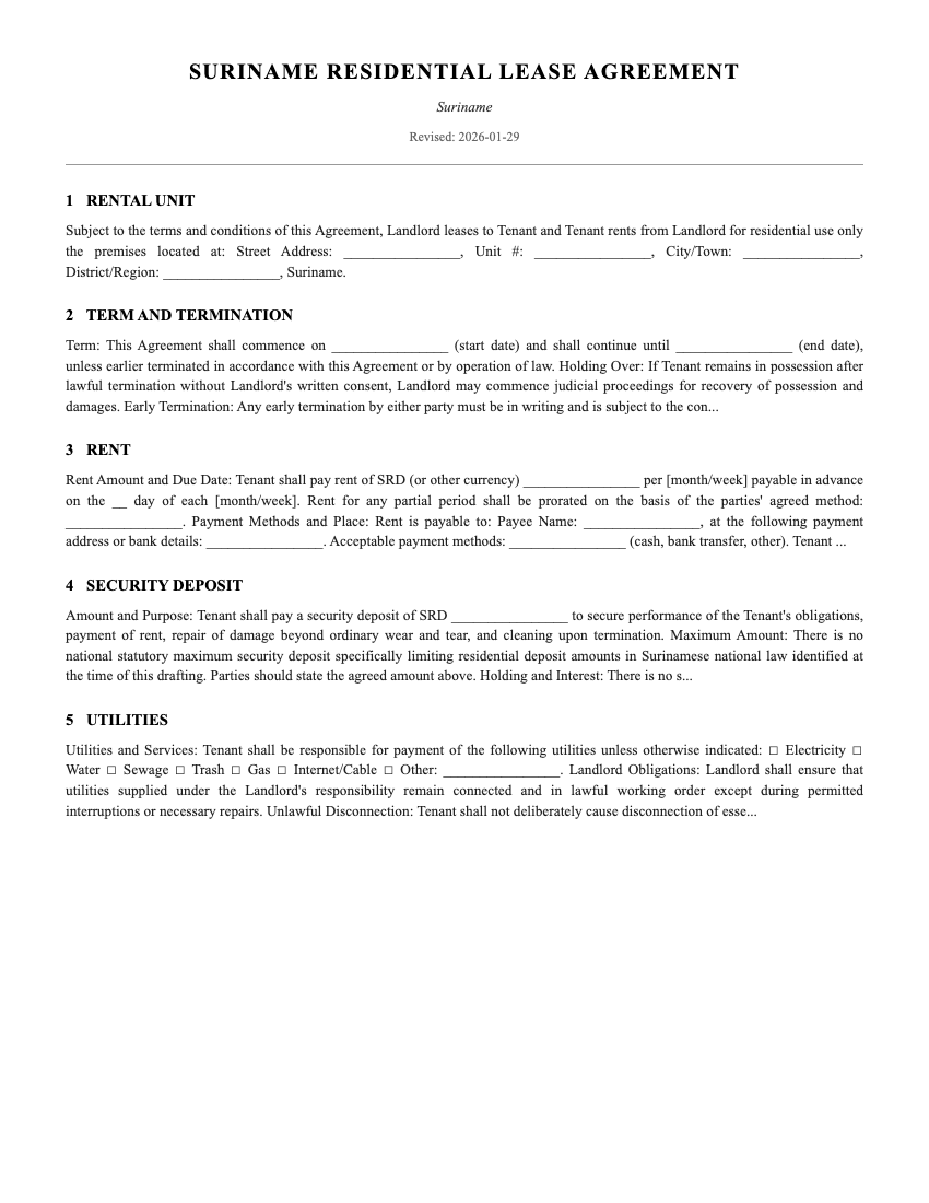 Lease Template Preview