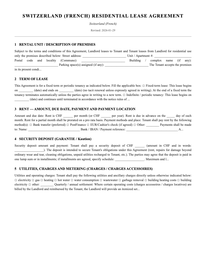 Lease Template Preview