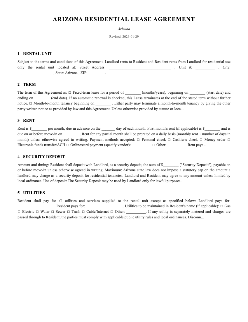 Lease Template Preview