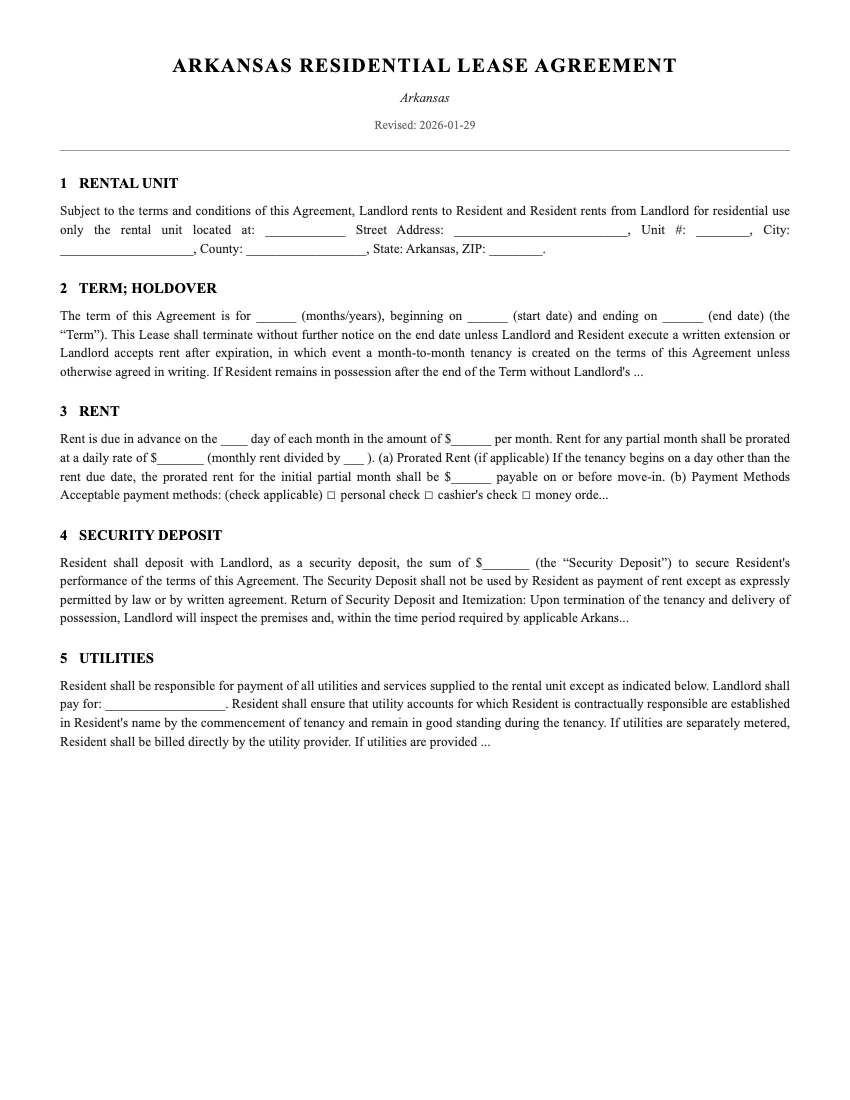 Lease Template Preview