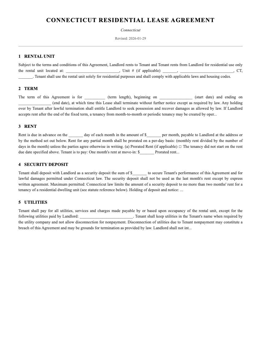 Lease Template Preview