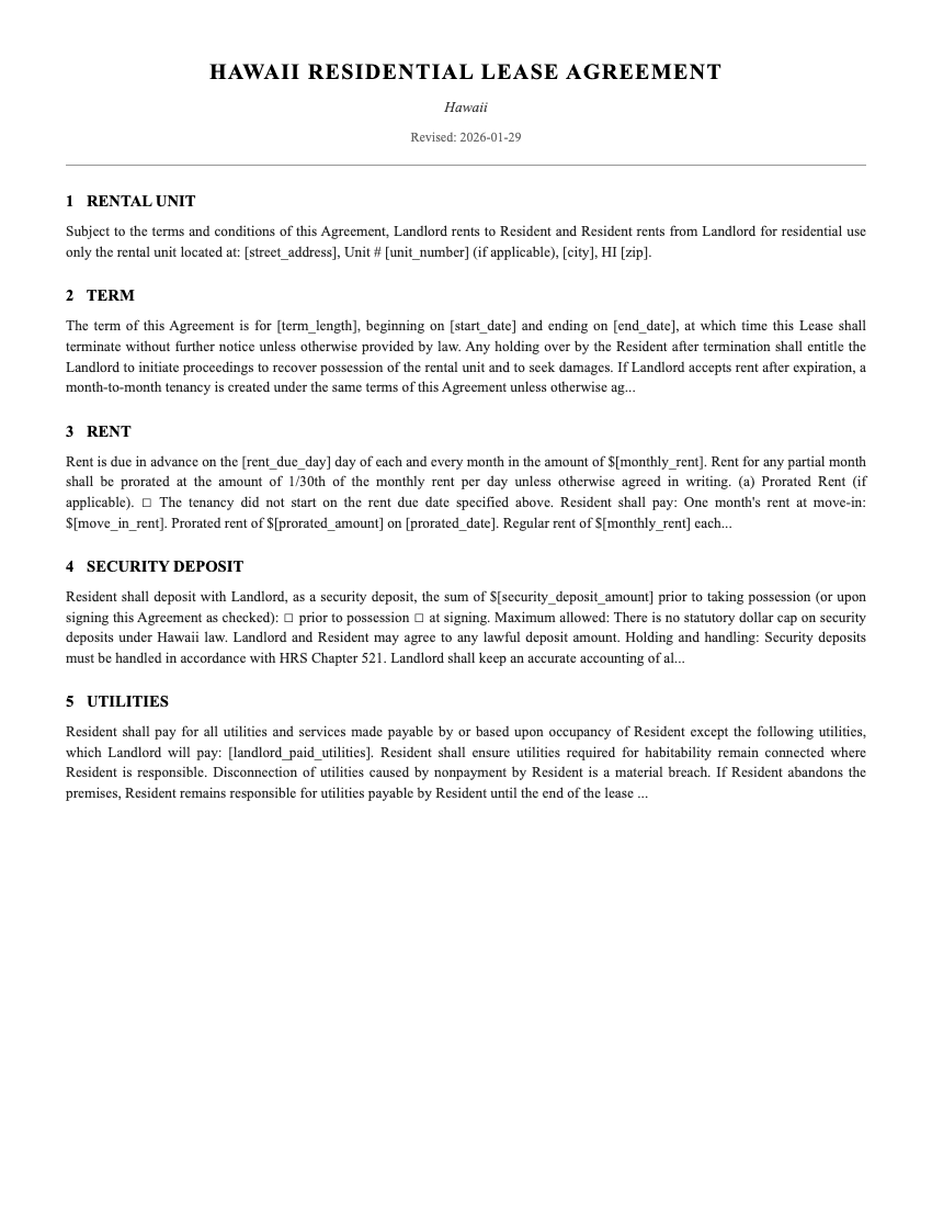 Lease Template Preview