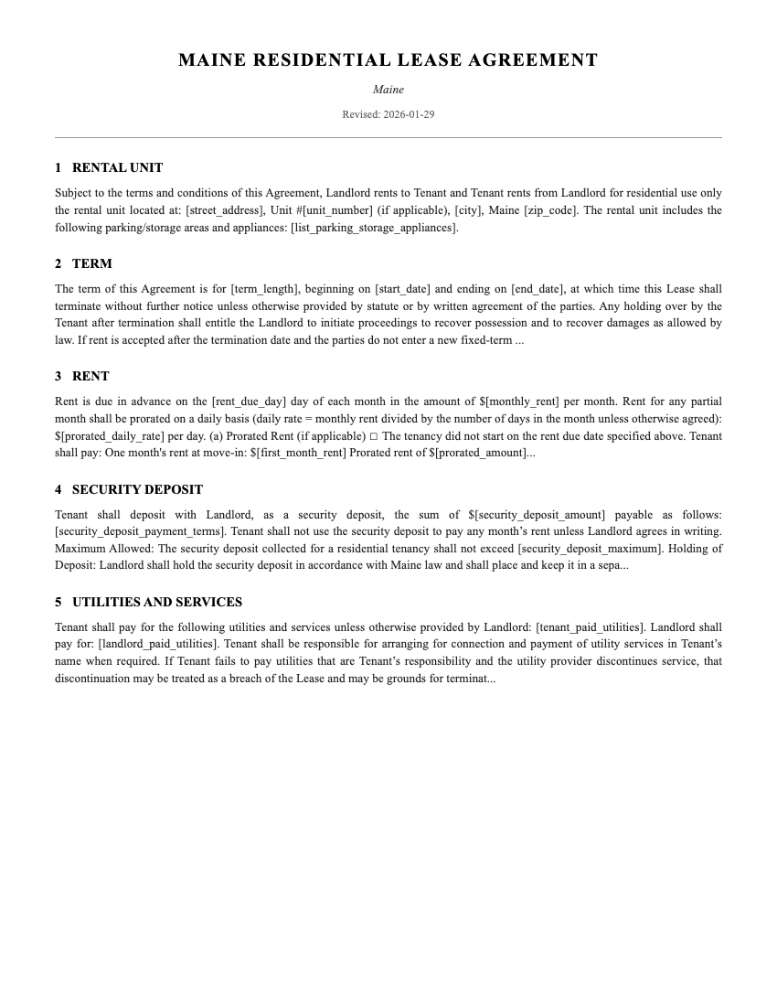 Lease Template Preview